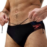 SPEEDO MENS SWIMMING BRIEFS.NEW 7cm MEDLEY LOGO BLACK SWIM TRUNKS SWIMMERS W25