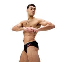 SPEEDO MENS SWIMMING BRIEFS.NEW 7cm MEDLEY LOGO BLACK SWIM TRUNKS SWIMMERS W25