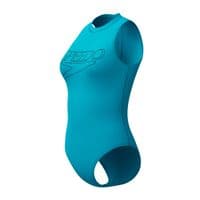 SPEEDO WOMENS HYDRASUIT SWIMSUIT.ZIPPED BLUE BUST SUPPORT SWIMMING COSTUME S26