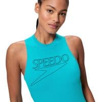 SPEEDO WOMENS HYDRASUIT SWIMSUIT.ZIPPED BLUE BUST SUPPORT SWIMMING COSTUME S26