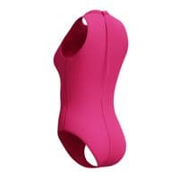 SPEEDO WOMENS HYDRASUIT SWIMSUIT.ZIPPED PINK BUST SUPPORT SWIMMING COSTUME S26
