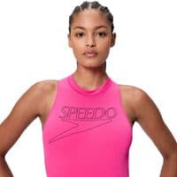SPEEDO WOMENS HYDRASUIT SWIMSUIT.ZIPPED PINK BUST SUPPORT SWIMMING COSTUME S26