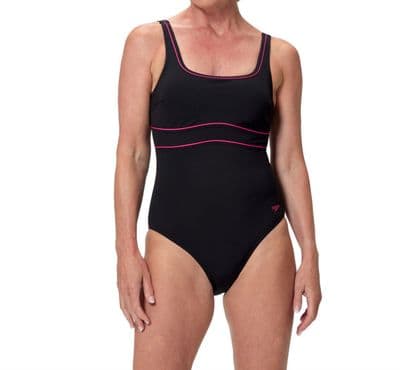 SPEEDO WOMENS SWIMSUIT.BLACK CONTOUR ECLIPSE SHAPING BUST SUPPORT COSTUME S26