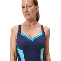 SPEEDO WOMENS SWIMSUIT.LUNALUSTRE NAVY BODY SHAPING TUMMY CONTROL COSTUME W25