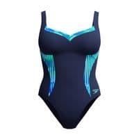 SPEEDO WOMENS SWIMSUIT.LUNALUSTRE NAVY BODY SHAPING TUMMY CONTROL COSTUME W25