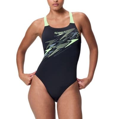 SPEEDO WOMENS SWIMSUIT.MEDLEY LOGO MEDALIST ENDURANCE BLACK SWIMMING COSTUME S26