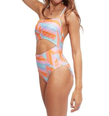 SPEEDO WOMENS SWIMSUIT.ON TREND STRAPPY FRONT CUT OUT BEACH SWIMMING COSTUME S24