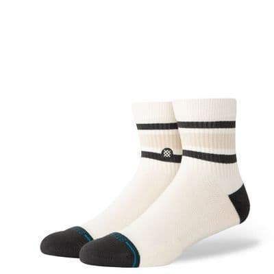 STANCE BOYD QUARTER SOCKS.STRIPED CREAM GREY PATTERN ARCH SUPPORT CUSHIONED S26