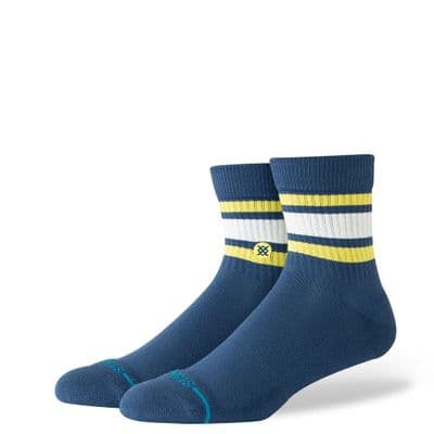 STANCE BOYD QUARTER SOCKS.STRIPED DEEP TEAL PATTERN ARCH SUPPORT CUSHIONED S26
