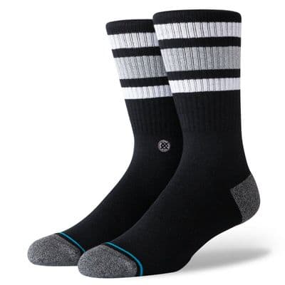 STANCE BOYD SOCKS.NEW BLACK STRIPED ARCH SUPPORT CUSHIONED CALF SIZE UK 6 - 13 .