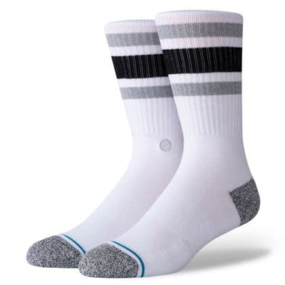 STANCE BOYD SOCKS.NEW WHITE STRIPED ARCH SUPPORT CUSHION CALF SIZE UK 6 - 13 W26