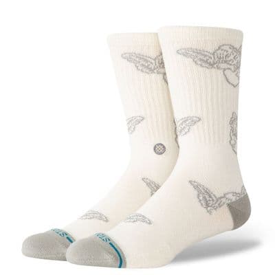 STANCE CHERUB CREW SOCKS.NEW CANVAS WHITE PATTERN CUSHIONED SUPPORT CALF S26