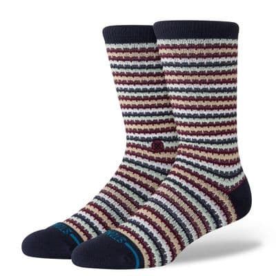 STANCE CHICLETS WAFFLE KNIT CREW SOCKS.STRIPED CUSHION PATTERN CALF UK 6-13 W25