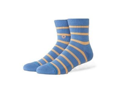 STANCE COOPER QUARTER SOCKS.STRIPED CAPRI BLUE PATTERN ARCH SUPPORT CUSHION S26