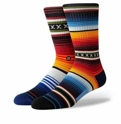 STANCE CURREN CREW SOCKS.NEW STRIPED RED ARCH SUPPORT CUSHIONED CALF W26