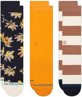 STANCE EQUINOX 3 PACK CREW SOCKS.NEW MULTI STRIPED PATTERN ARCH CUSHION W26