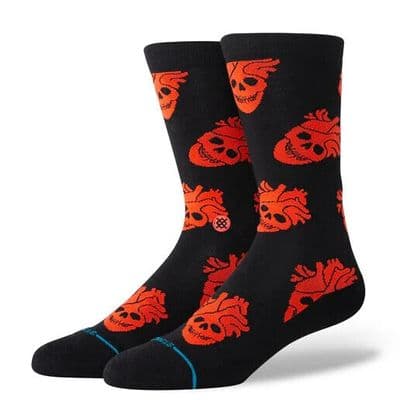 STANCE FALLIN IN SKULL CREW SOCKS. BLACK SKULL PATTERN STRANGELOVE UK 6-13 S25