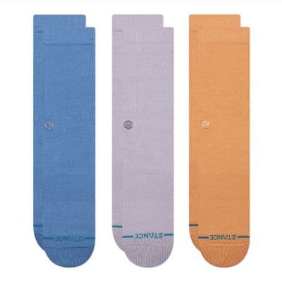 STANCE ICON 3 PACK SOCKS.CAPRI BLUE MULTI ARCH SUPPORT CUSHIONED CREW CALF S26
