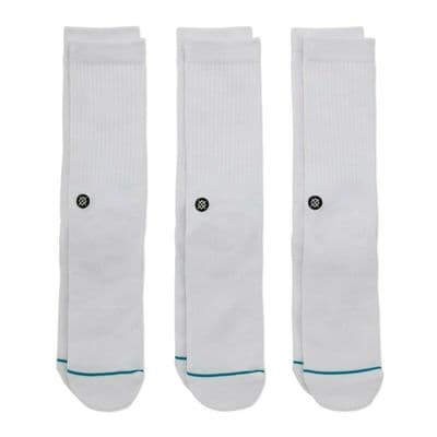 STANCE ICON 3 PACK SOCKS.NEW WHITE MULTIPACK ARCH SUPPORT CUSHIONED CALF W26