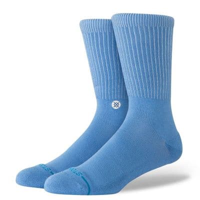 STANCE ICON POP CREW SOCKS.NEW CAPRI BLUE SOLID CUSHIONED ARCH SUPPORT CALF S26