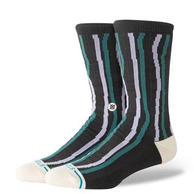 STANCE KELP CREW SOCKS.NEW CHARCOAL BLACK PATTERN CUSHIONED SUPPORT CALF S26
