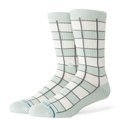 STANCE KITCHEN TILE CREW SOCKS.NEW LIGHT BLUE PATTERN CUSHION SUPPORT CALF S26