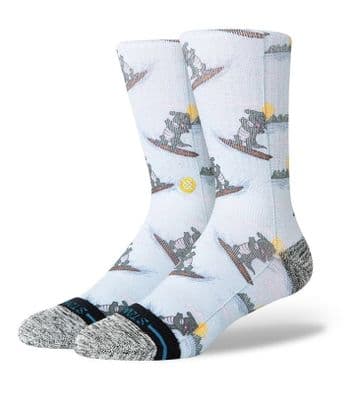 STANCE LATER GATOR SURF CREW SOCKS.MULTI PATTERNED BLUE CUSHIONED CALF S26