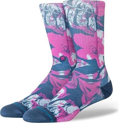 STANCE LIHUE CREW SOCKS.NEW FUSCHIA PINK FLORAL CUSHIONED SUPPORT CALF S26