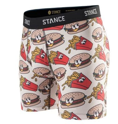 STANCE MENS BOXER BRIEF.NEW BURGER AND FRIES PATTERNED POLY SHORTS UNDERWEAR W26