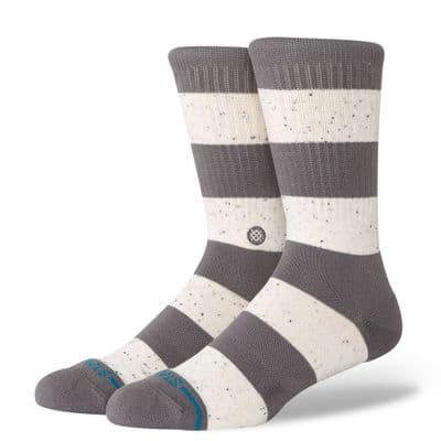 STANCE NEP STRIPE CREW SOCKS. GREY STRIPED CUSHIONED PATTERN CALF UK 6-13 W25