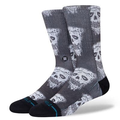 STANCE PIZZA FACE CREW SOCKS.BLACK WHITE PATTERNED ARCH CUSHIONED UK 6-13 S24