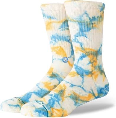 STANCE SPOTTY DYE CREW SOCKS.NEW MANGO YELLOW TIE DYE CUSHIONED SUPPORT CALF S26