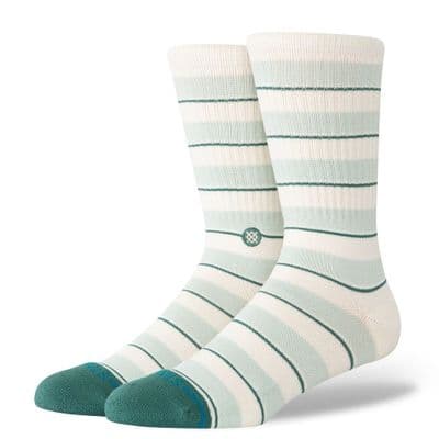 STANCE STRIPED IT CREW SOCKS.NEW TEAL WHITE STRIPED CUSHIONED SUPPORT CALF S26