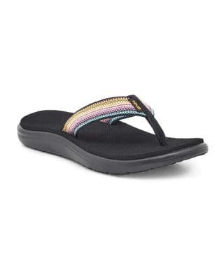 TEVA WOMENS SANDALS.NEW VOYA FLIP FLOP BLACK MULTI ARCH SUPPORT SLIPON VEGAN S25