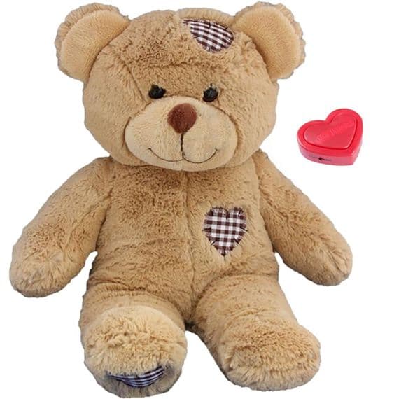 Brown Patch Teddy Voice Recording Bear - Patch Teddy Bear Soft Plush Toy - Personalised Bears