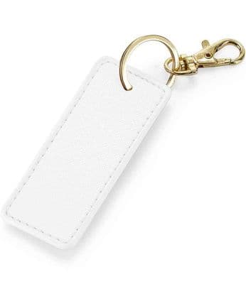 Luxury Keyring Key Clip Rectangle -  White
