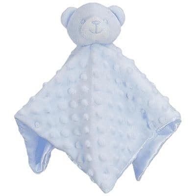 Personalised Baby Comforter Blanket - Blue Dimple Teddy Bear