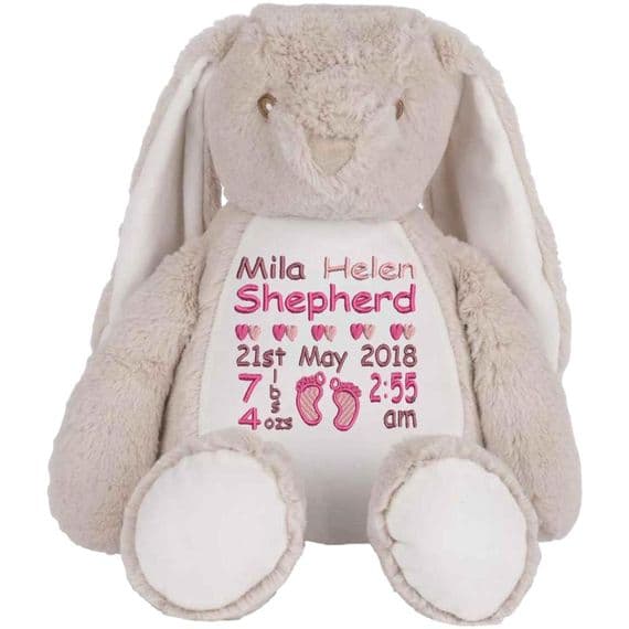 Personalised Beige Bunny - Custom Plush New Baby Bear | Personalised Bears