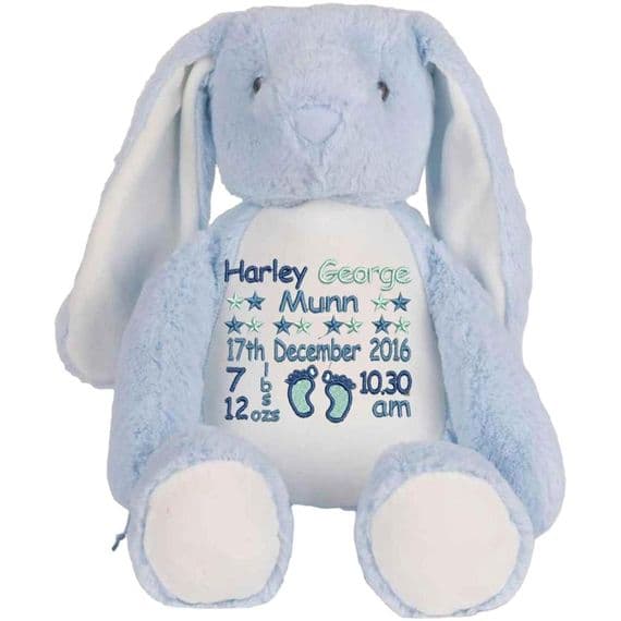 Personalised Blue Bunny - Custom Plush New Baby Bear | Personalised Bears