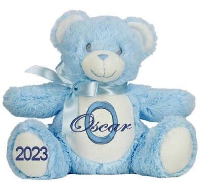 Personalised Blue Teddy - Printed Tummy & Feet