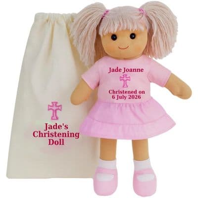 Personalised Christening Rag Doll & Bag - Daisy