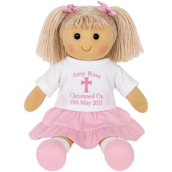 Personalised Christening Doll - Custom Embroidered Rag Dolly | Personalised Bears