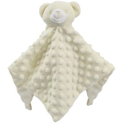 Personalised Cream Dimple Teddy Comfort Blanket
