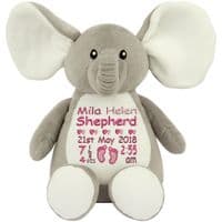 Personalised Elephant Teddy  - Custom Plush New Baby Bear | Personalised Bears