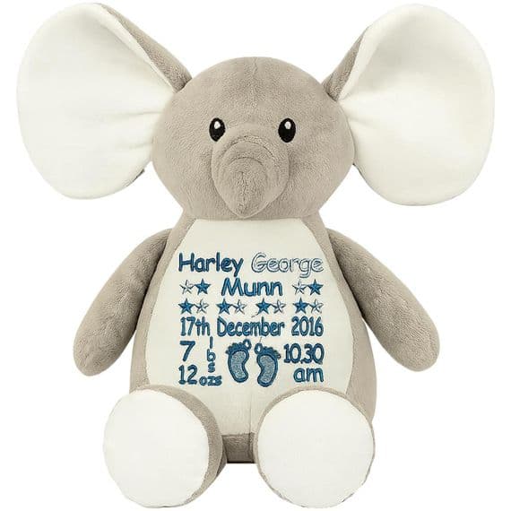 Personalised Elephant Teddy  - Custom Plush New Baby Bear | Personalised Bears