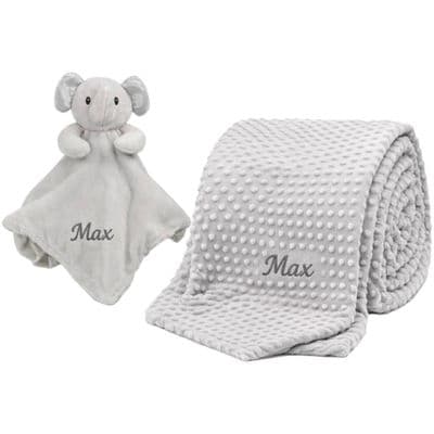 Personalised Grey Elephant Comforter & Blanket