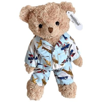 Personalised Jointed Teddy Bear - Bedtime Bear Aeroplane Pyjama's