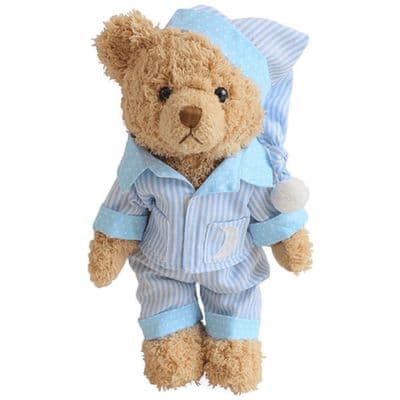 Personalised Jointed Teddy Bear - Bedtime Bear Blue Pyjama's