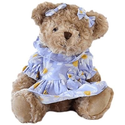 Personalised Jointed Teddy Bear - Lilac Daisy Dress