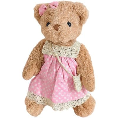 Personalised Jointed Teddy Bear - Pink Dress